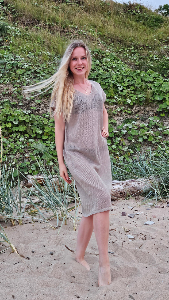 Light pink linen summer dress