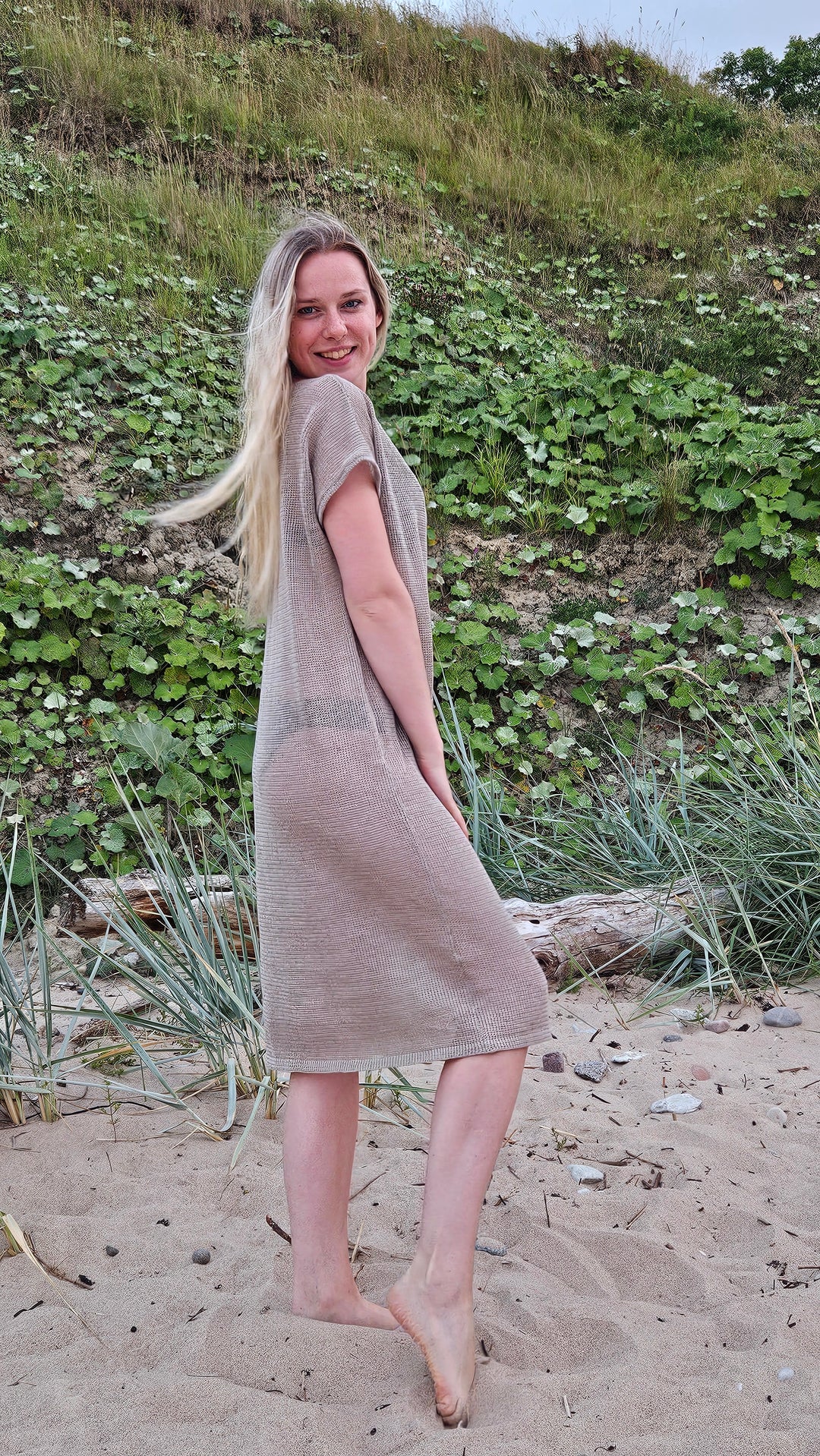 Light pink linen summer dress