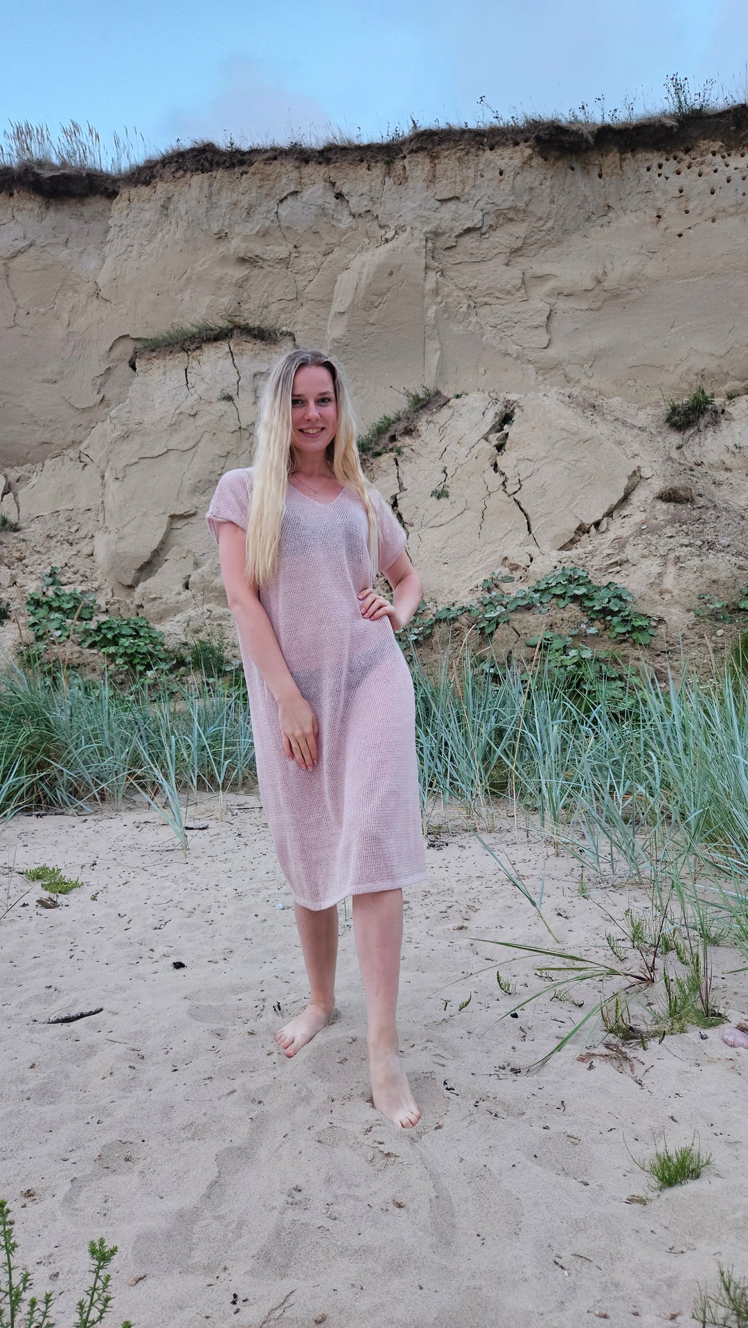 Light pink linen summer dress