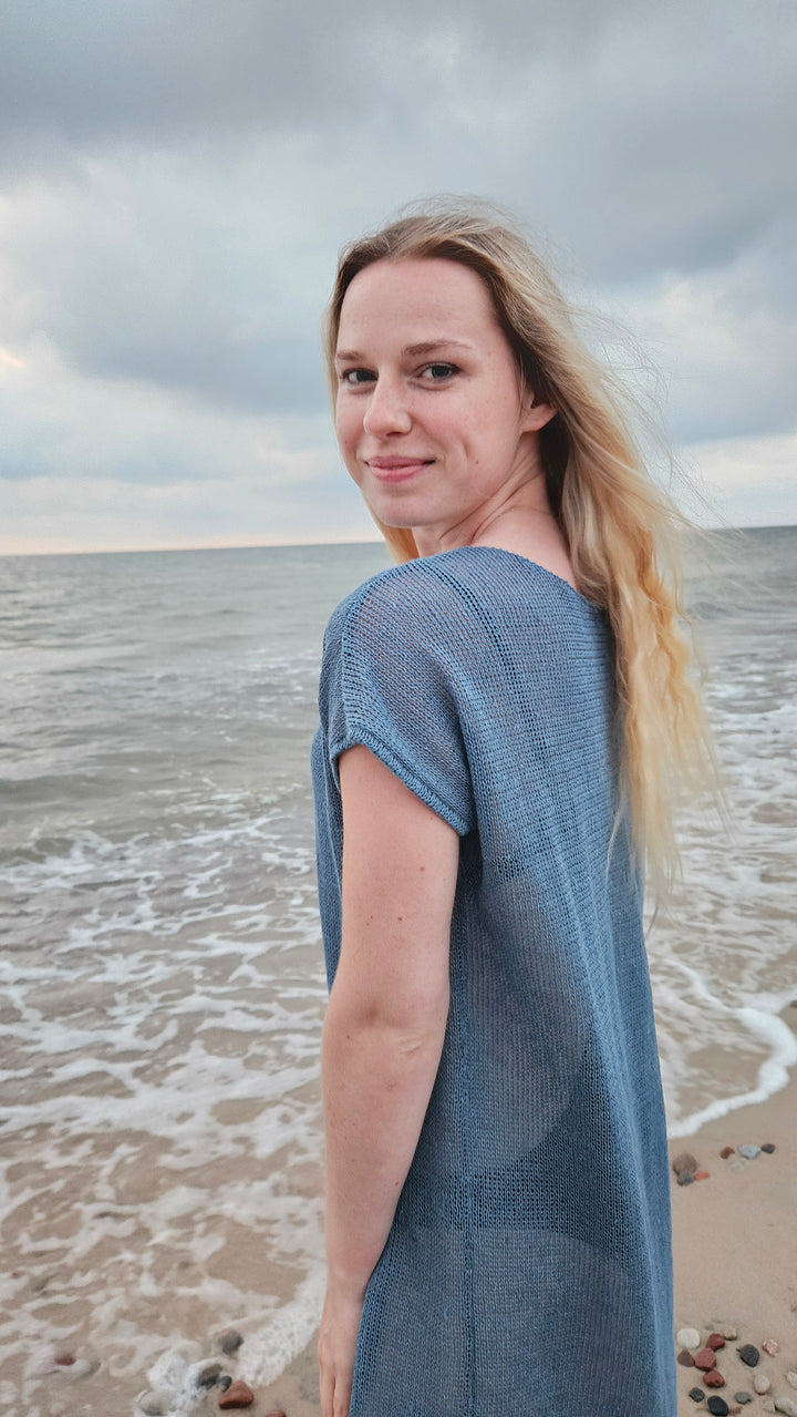 Light pink linen summer dress