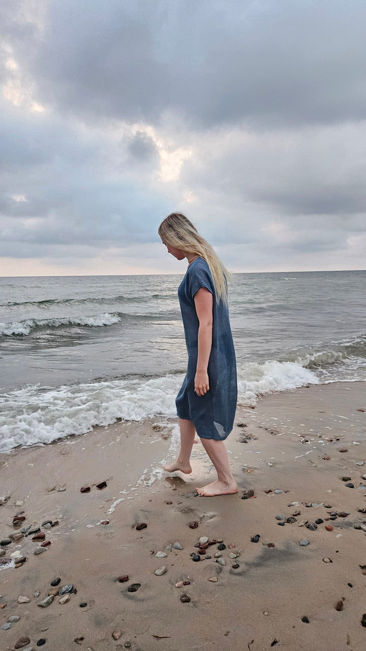 Light pink linen summer dress